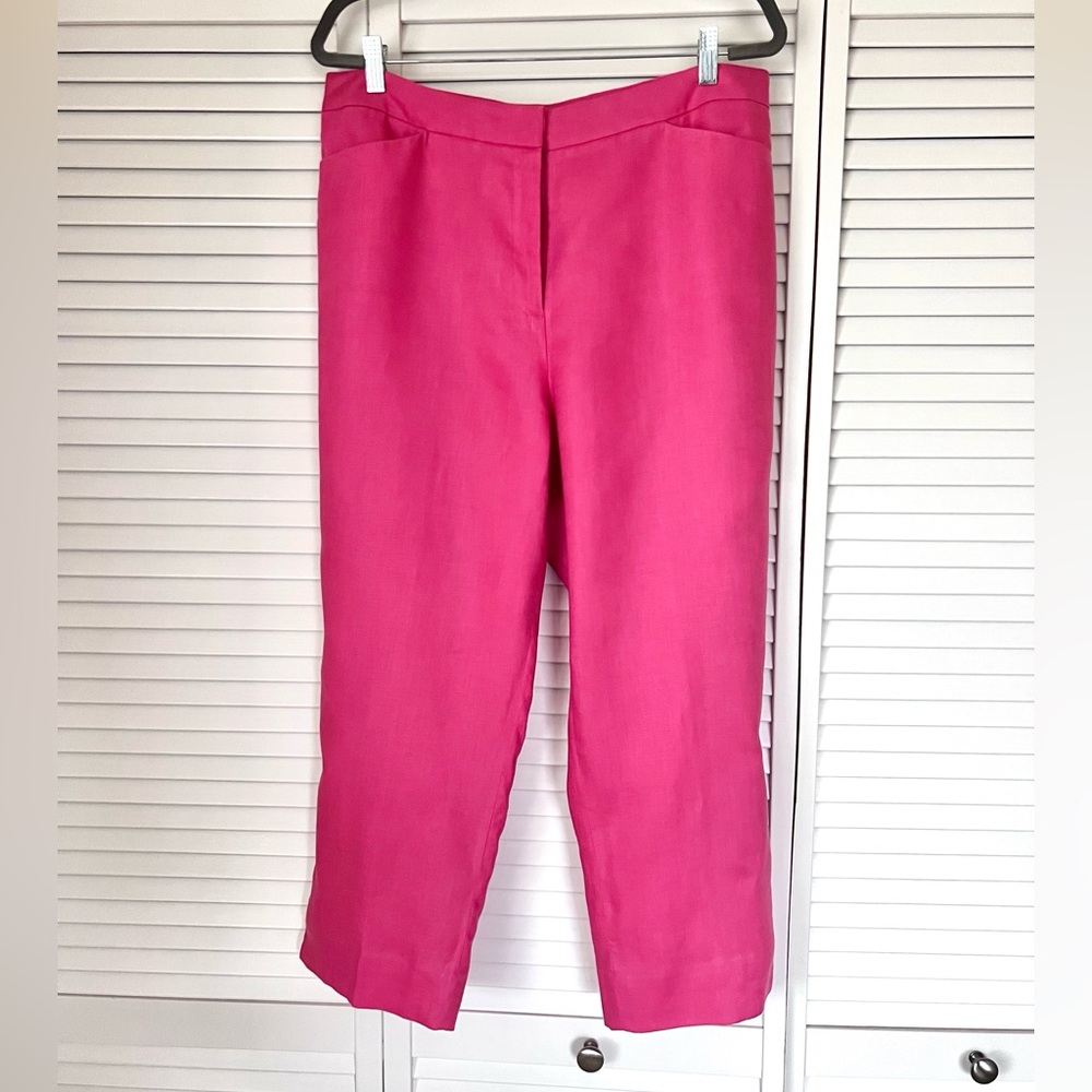 Jones New York Signature NWT Vibrant Watermelon Pink Cropped Capri Pants Size 14